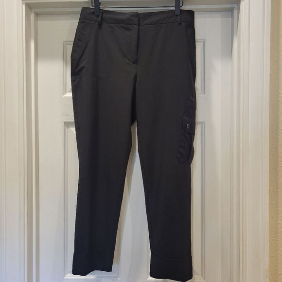 Chico's Black Ankle Cuffed Cargo Pants, lightweight, Size 1 (8) - Picture 1 of 11